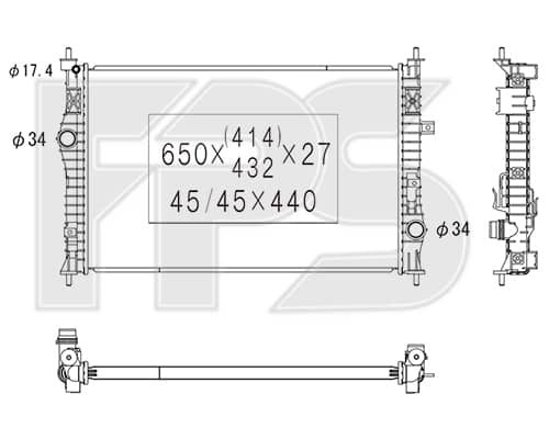 Радіатор Охолодження Citroen Berlingo 2018-2024, 1609961580, 9678711180, 3639410, SU001A7265