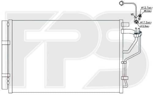 Радіатор кондиціонера Hyundai Elantra 2011-2014, 976063X000, 97606A6000, 97606A6100, 976061M102