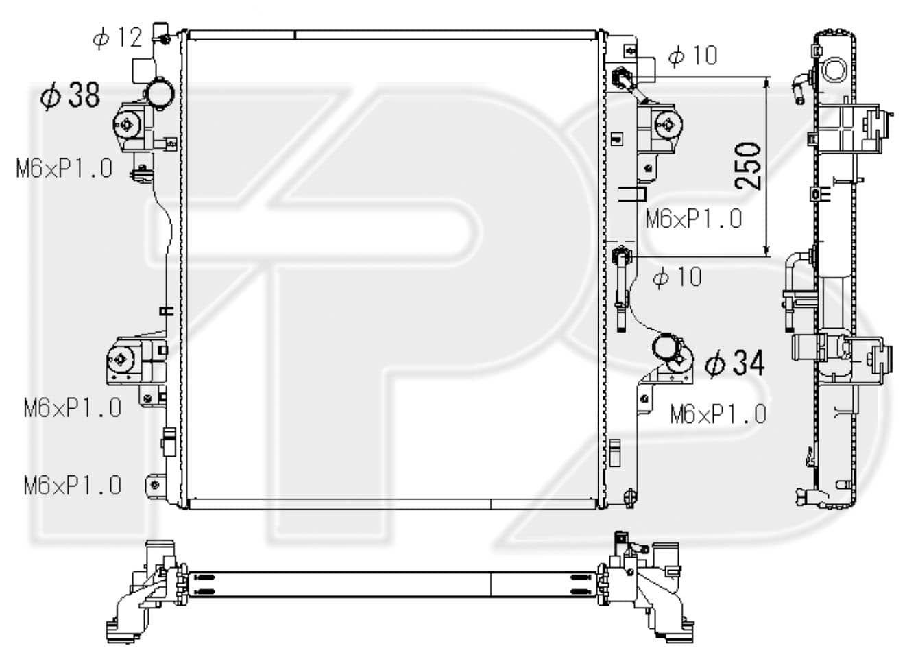 Радіатор Охолодження Toyota Land Cruiser Prado 2013-2017, 1640030350, 1640030390