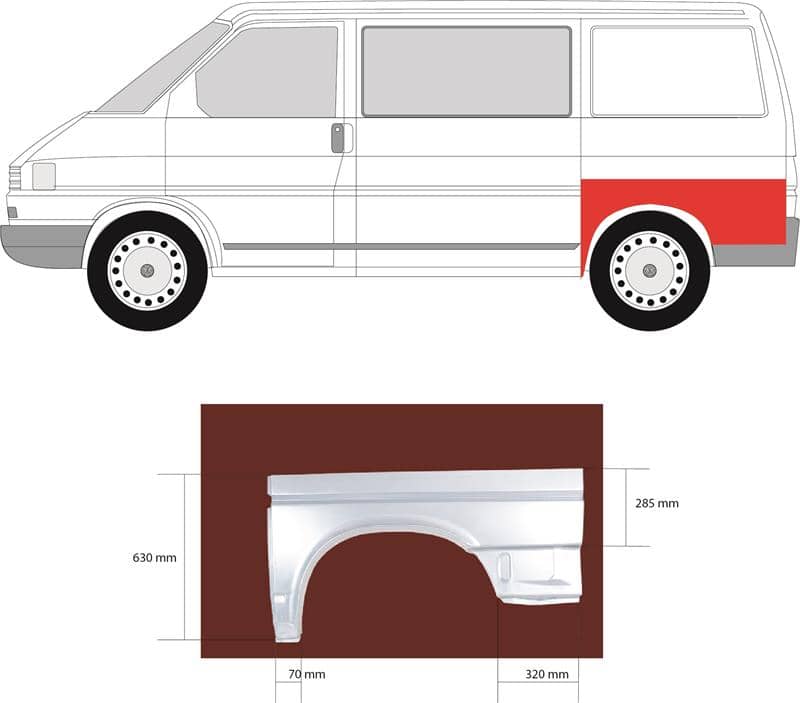 Ремчастина Металева Задня Права Volkswagen Transporter 1990-2003