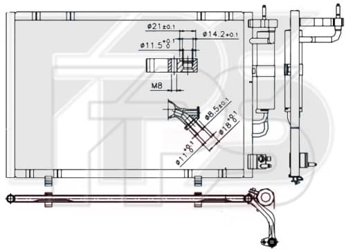 Радіатор кондиціонера Ford Fiesta 2009-2013, 1717509, 1756718, AP3119710BA, AP3119710BB