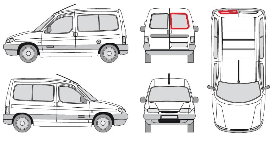 Скло Автомобільне(заднє) Праве Citroen Berlingo 1997-2002