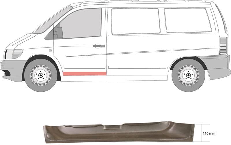 Ремчастина Металева Передня Ліва Mercedes-Benz V-Class 1996-2002