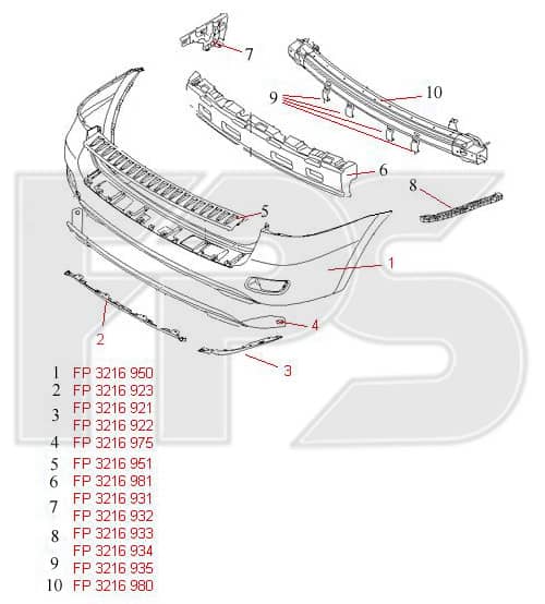 Спойлер Бампера Задній Правий Hyundai Santa FE 2006-2009, 866252B000