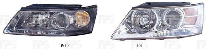Фара Передня Передня Права Hyundai Sonata 2005-2007, 921023K020, 924023K020