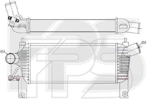 Радіатор Наддуву Nissan Navara 2005-2013, 14461EB360, 14461EB70A