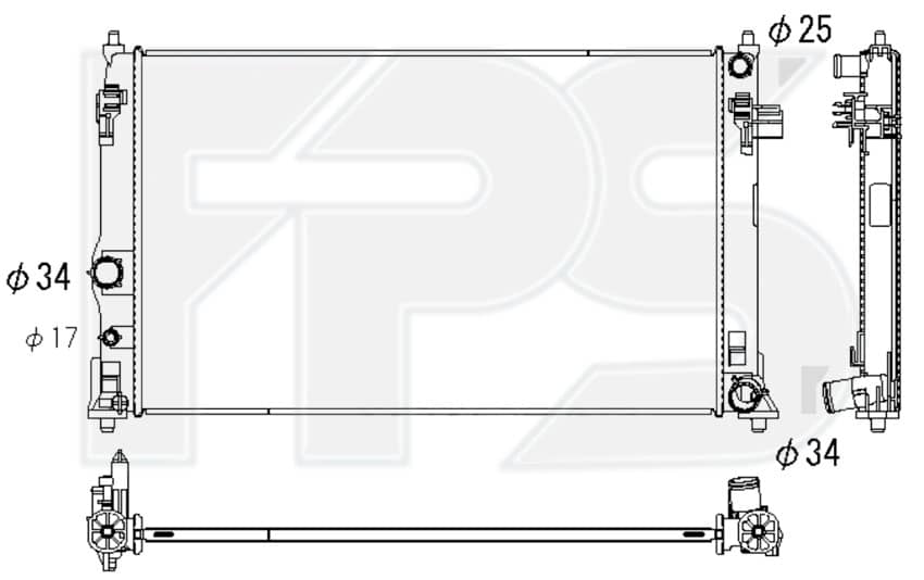 Радіатор Охолодження Toyota Corolla Cross 2021-2025, 1640024380, 16400F2080, 16400F2090
