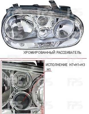Фара Передня Передня Ліва Volkswagen Golf 1997-2003, 1J1941017C, 1J1941017K