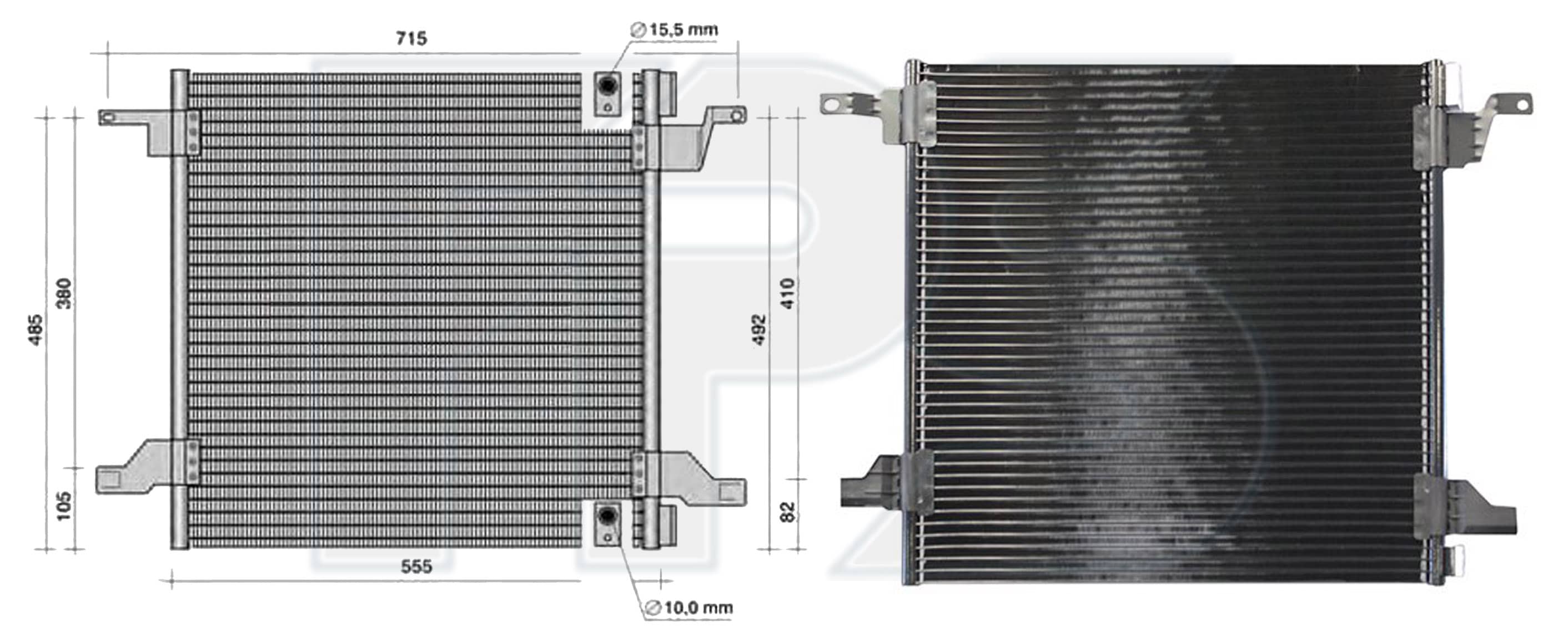 Радіатор кондиціонера Mercedes-Benz Ml-Class 1997-2005, 1638300170, A1638300170