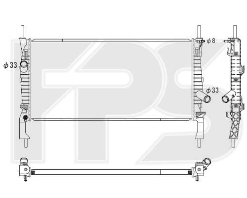 Радіатор Охолодження Ford Transit 2006-2013, 1373156, 1383317, 1898103, 6C118005CA, 6C118005CB, 6C118005CC, 6C118005CD, 6C1H8005CB, 6C1H8005CD, ME6118005CD