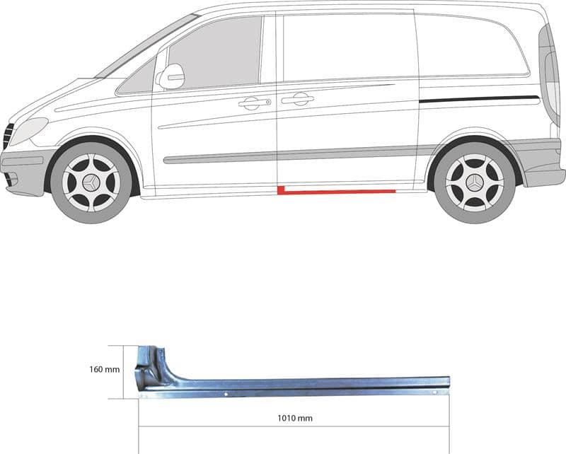 Ремчастина Металева Передня Права Mercedes-Benz Viano 2003-2010, 6396376219, 6396379009, A6396376219, A6396379009
