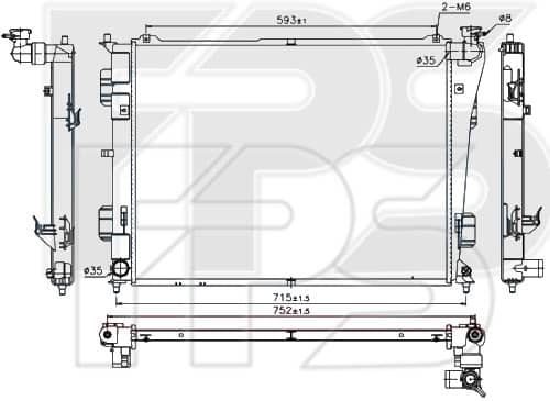 Радіатор Охолодження Hyundai Sonata 2010-2014, 253103S000, 253103S001, 253103S050, 253103S051