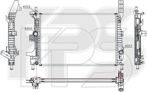 Радіатор Охолодження Ford Focus 2011-2014, 1766348, 1804849, 1830145, CV618005VA, CV618005VB, CV618005VC
