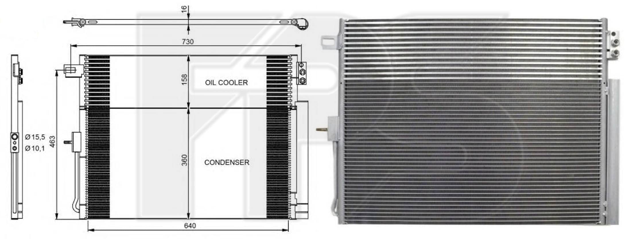 Радіатор кондиціонера Dodge Durango 2011-2020, 00K5181982AA, 00K55038003AE, 00K55038003AF, 00K55038003AG, K5181982AA, K55038003AE, K55038003AF, K55038003AG, 55038003AE, 55038003AF, 55038003AG, 5181982AA