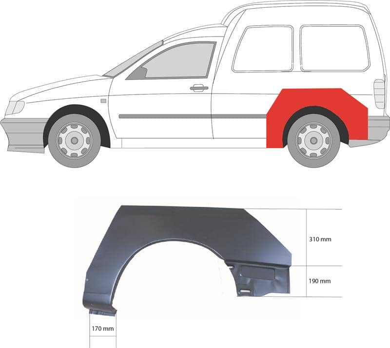 Ремчастина Металева Задня Ліва Volkswagen Caddy 1995-2004