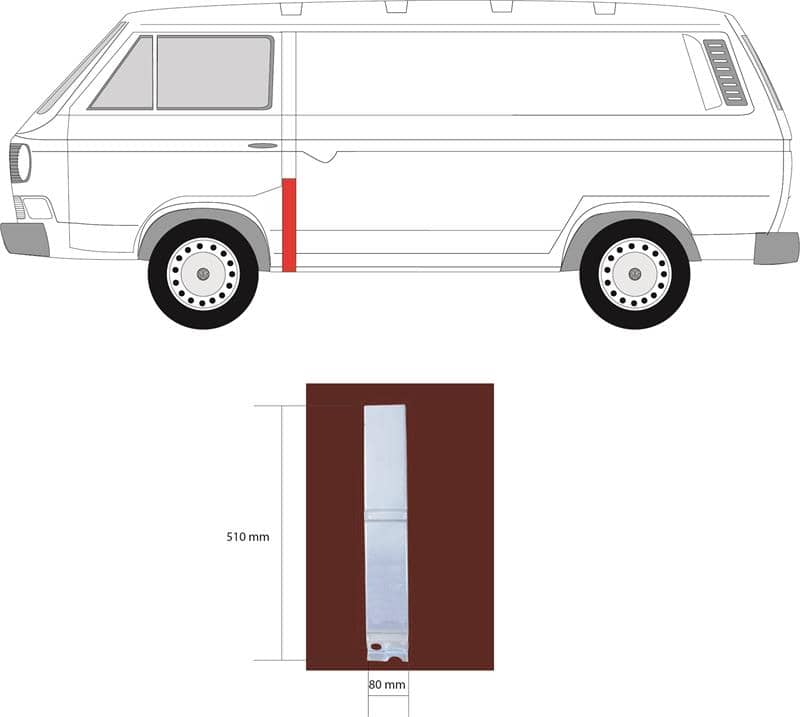 Ремчастина Металева Передня Ліва Volkswagen Transporter 1980-1991, 252 809 253A