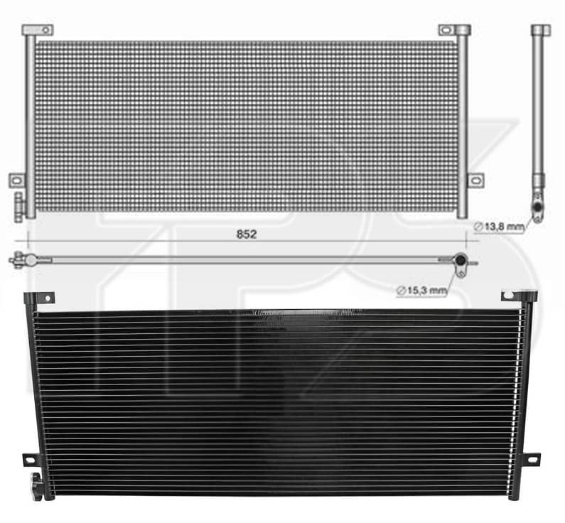Радіатор кондиціонера Renault Truck T/K/C(Cab 2,5M) 2014+, 7421893823, 7422174081, 7422212982, 7422768926, 7423177256, 7423177268, 7423437857, 7423437874, 21246033, 21893823, 22174076, 22174081, 22212982, 22768792, 22768926, 23177256, 23177268, 23437857, 23437874