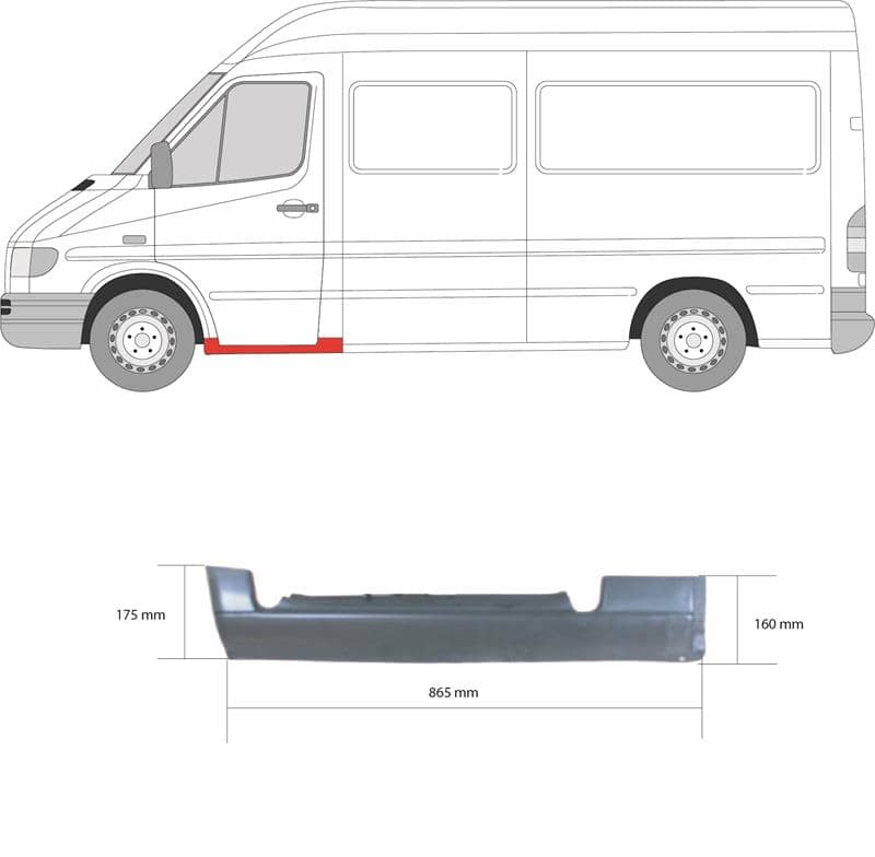 Ремчастина Металева Передня Ліва Mercedes-Benz Sprinter 1995-2000