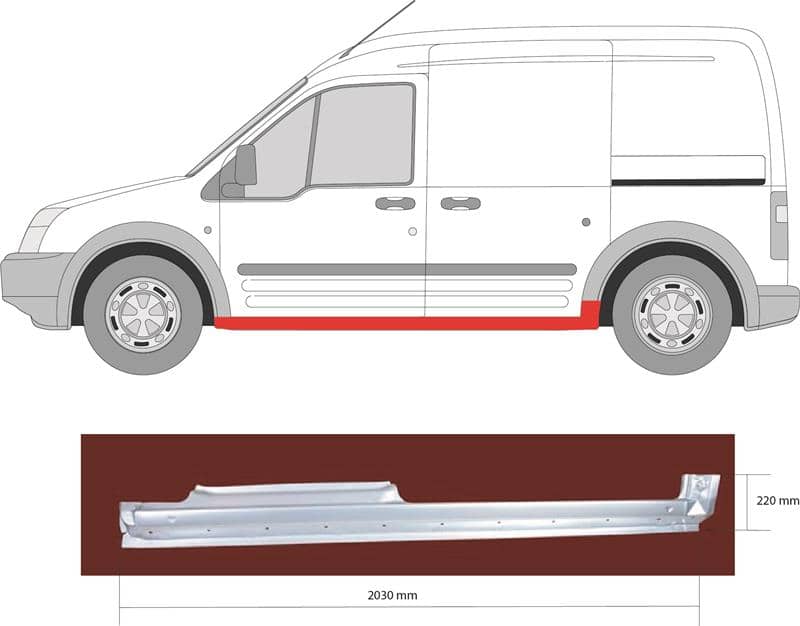 Ремчастина Металева Передня Ліва Ford Transit Connect / Tourneo Connect 2002-2009, 5 127 995, 5168165, 9T16 V10131 DB
