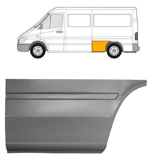Ремчастина Металева Задня Ліва Mercedes-Benz Sprinter 1995-2000