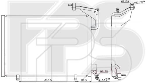 Радіатор кондиціонера Ford Fiesta 2013-2019, 1756411, 1763694, 1806682, 1822534, C1B119710BA, C1B119710BB, C1B119710BC