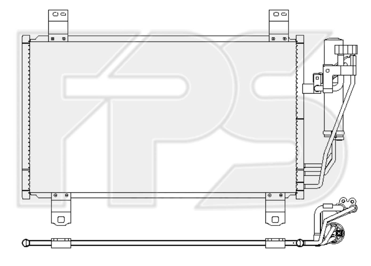Радіатор кондиціонера Mazda 2 2014-2019, D09W61480, D09W61480A, DB3R61480, DB3R61480A, DB5H61480A, DB9L61480A, DF7B61480, DF7B61480A