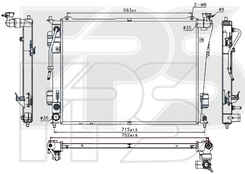 Радіатор Охолодження Hyundai Sonata 2010-2014, 253103R500, 253103R501, 253103S600, 253103S601, 253103S650, 253103S651, 253103V001