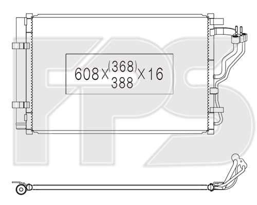 Радіатор кондиціонера Hyundai Elantra 2014-2016, 976063X600, 976063X601