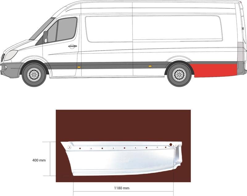 Ремчастина Металева Задня Ліва Mercedes-Benz Sprinter 2006-2013, 9066376409, A 906 637 64 09, 2E1 810 393C