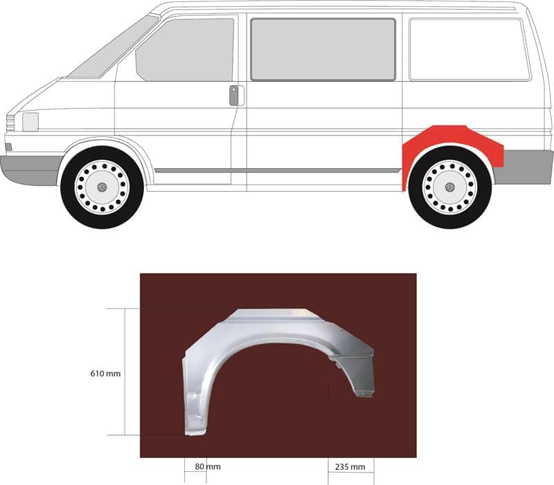 Ремчастина Металева Задня Права Volkswagen Transporter 1990-2003