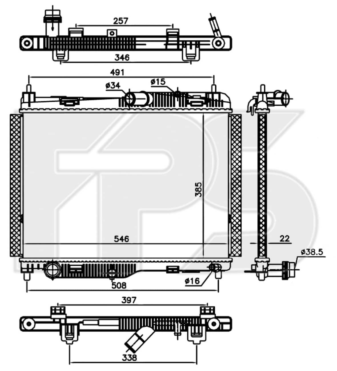 Радіатор Охолодження Ford Ecosport 2013-2017, 2055474, 2101513, 2375964, 2545467, GN118005CB, GN118005CC, GN118005CD, GN118005CE