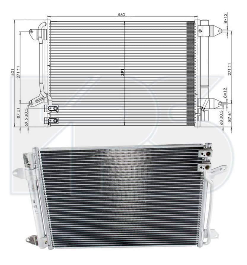 Радіатор кондиціонера Volkswagen Beetle 2011-2019, 5C0816411, 5C0820411, 5C0820411E, 5C0820411F, 5C0820411G