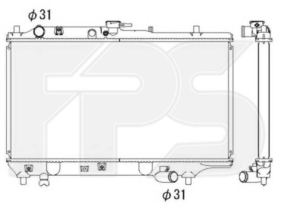Радіатор Охолодження Mazda 323 1989-1994, B36615200A, B61S15200A, B61S15200B, B61S15200C, B61S15200D, B61S15200E, B61S15200X