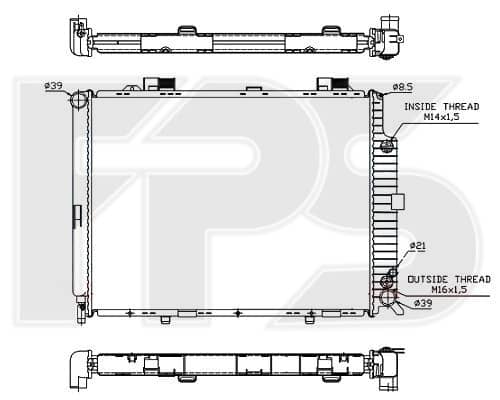 Радіатор Охолодження Mercedes-Benz E-Class 1995-1999, 2105000503, 2105001203, 2105001903, 2105005503, 2105006803, A2105000503, A2105001203, A2105001903, A2105005503, A2105006803