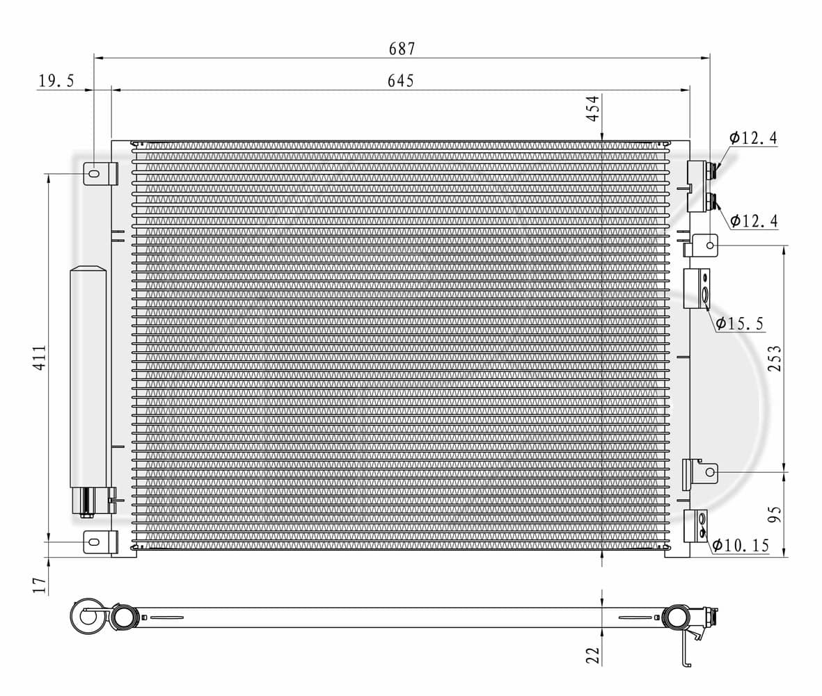 Радіатор кондиціонера Chrysler 300C 2004-2010, 05137693AD, 5137693AA, 5137693AB, 5137693AC, 5137693AD, 5170743AA, K5137693AA, KV8506793AA, V8506793AA, 5137693AE