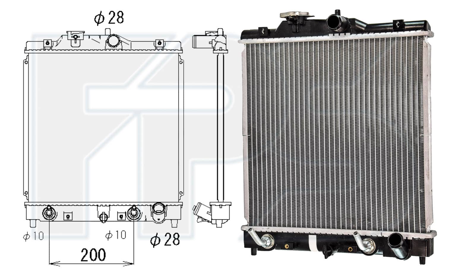 Радіатор Охолодження Honda Civic 1992-1995, 19010P01003, 19010P01013, 19010P03305, 19010P03505, 19010P03901, 19010P03903, 19010P08003, 19010P08013, 19010P1KE01, 19010P1KE02, 19010P28A01, 19010P28A03, 19010P28A51, 19010P28E51, 19010P28G51, 19010P28G52, 19010P29J02, 19010P2C901, 19010P2C903, 19010P2FA51, 19010P2J004, 19010P2J014, 19010P2J901, 19010P2J902, 19010P2K003, 19010P2K013, 19010P7G901, 19010P7G902, 19010PEJJ51, GRD1073, GRD926, PCC105220, PCC105220SLP, PCC108350, PCC108351, PCC108352