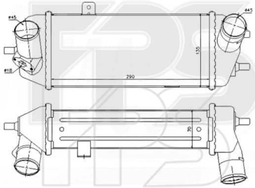 Радіатор Наддуву Kia Soul 2009-2014, 282702A720, 282712A700, 282712A710