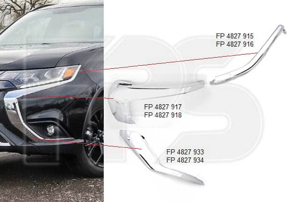 Полоска Пластикова Передня Ліва Mitsubishi Outlander 2015-2018