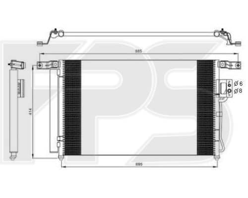 Радіатор кондиціонера Hyundai Santa FE 2006-2009, 976062B000, 976062B000AS, 976062B200
