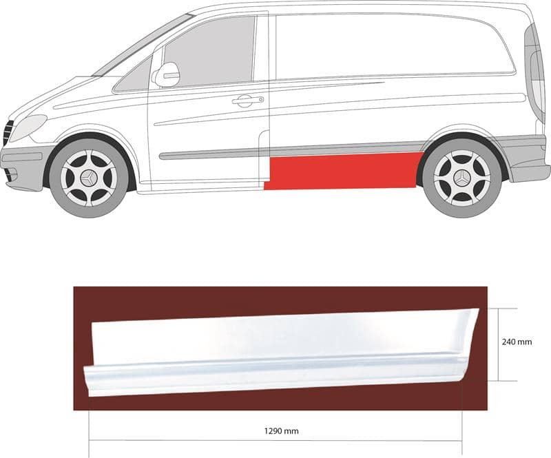 Ремчастина Металева Задня Ліва Mercedes-Benz Viano 2003-2010, 6396377309, A6396377309