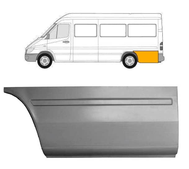 Ремчастина Металева Задня Ліва Mercedes-Benz Sprinter 1995-2000