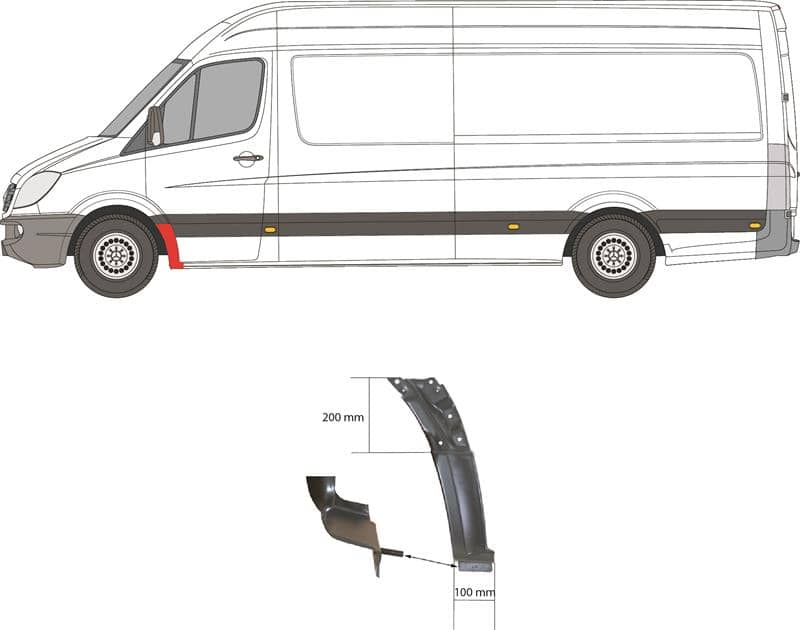 Ремчастина Металева Передня Ліва Mercedes-Benz Sprinter 2006-2013, 906 630 2007, A 906 630 2007, 2E0 821 101