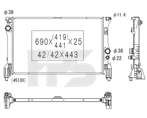Радіатор Охолодження Mercedes-Benz V-Class 2015+, 4475010001, 9105000200, A4475010001, A9105000200