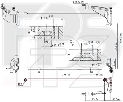 Радіатор кондиціонера Ford Fiesta 2013-2019, 1819980, 1856010, C1B119710DA, C1B119710DB