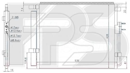 Радіатор кондиціонера Hyundai Santa FE 2012-2015, 976062W000, 976062W001