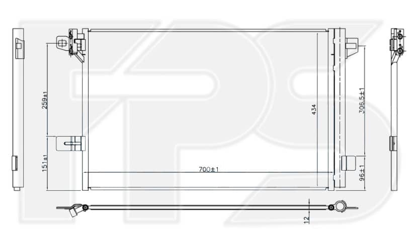 Радіатор кондиціонера Volkswagen Transporter 2015-2019, 7E0820411F, 7E0820411G