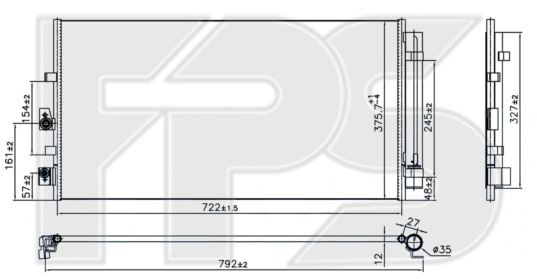 Радіатор кондиціонера Ford Focus 2019-2022, 2210579, 2381795, 2405238, JX6119710AA, JX6119710AB, JX6119710AC