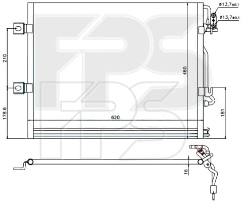 Радіатор кондиціонера Mercedes-Benz S-Class 2006-2012, 2215000354, 2215000454, A2215000354, A2215000454