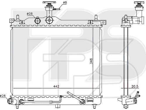 Радіатор Охолодження Hyundai i10 2008-2010, 253100X050, 253100X070, 253100X350