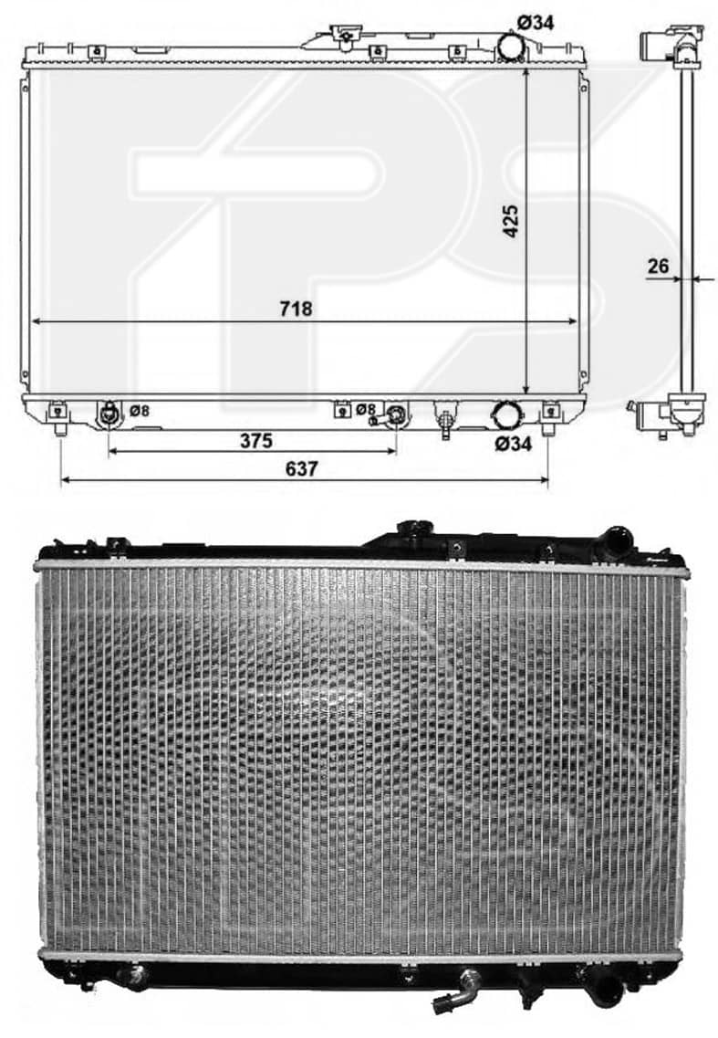 Радіатор Охолодження Toyota Camry 1992-1996, 1640007030, 1640007040, 1640062090, 1640062100, 1640062110, 1640062130, 1640062150, 1640062160